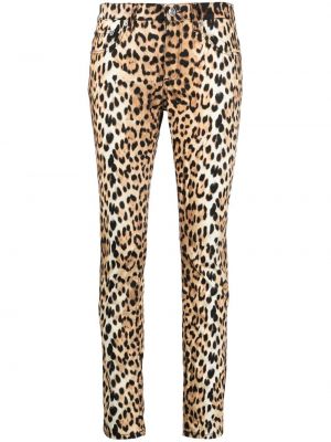Leopardimustriga mustriline kitsa lõikega teksapüksid Roberto Cavalli must