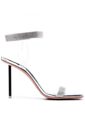 Sandale de cristal Amina Muaddi argintiu