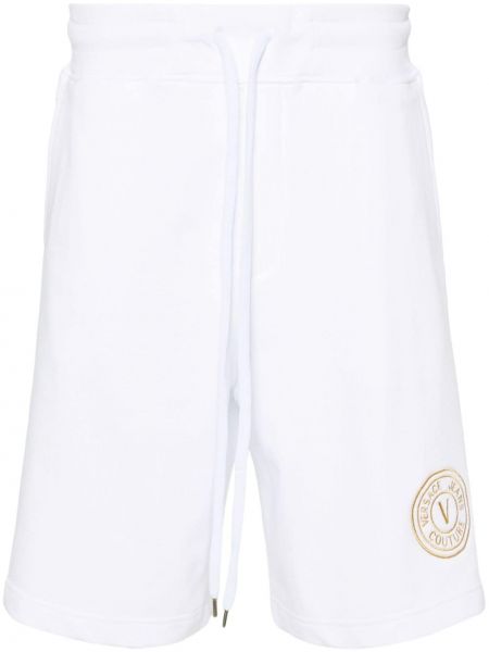Памучни дънкови шорти Versace Jeans Couture бяло