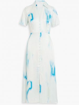 Шелковое платье миди с эффектом тай-дай Equipment синее