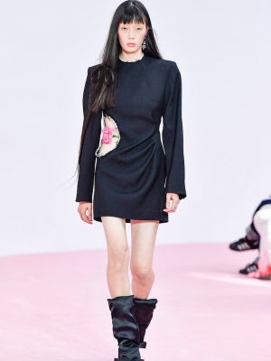 Mini robe en laine à imprimé Acne Studios noir