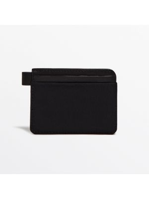 Нейлоновый кожаный кошелек Massimo Dutti черный