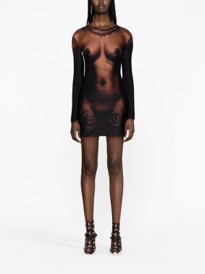 Sukienka długa z nadrukiem Jean Paul Gaultier beżowa