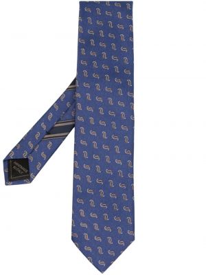 Jedwabny krawat z wzorem paisley Brioni niebieski