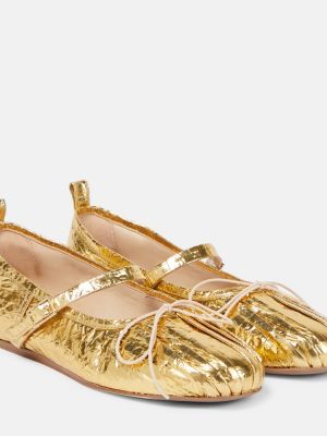 Bőr balerina cipők Simone Rocha aranyszínű