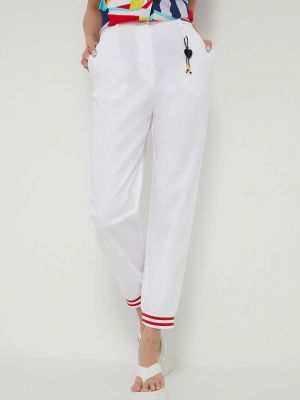 Jednobarevné kalhoty s vysokým pasem Love Moschino bílé