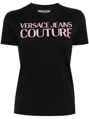 Bombažna majica Versace Jeans Couture črna