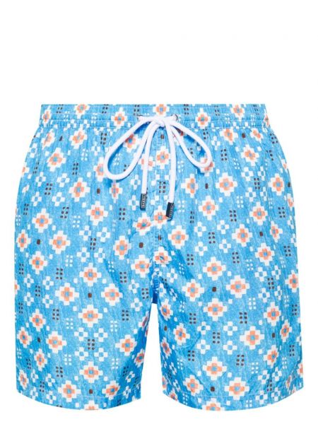 Pantaloni scurți cu imagine cu imprimeu geometric Barba albastru