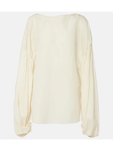 Blusa de seda de algodón Khaite beige