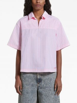 Kostkovaná košile s výšivkou s potiskem Marni růžová