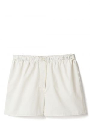 Bombažne kratke hlače z vezenjem Miu Miu bela