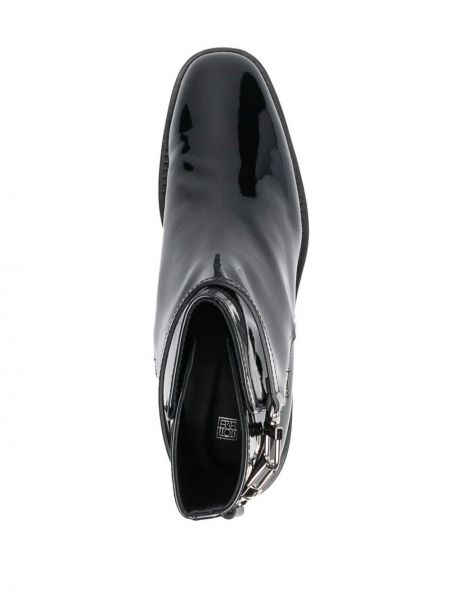 Lakované kožené kotníkové boty Totême černé