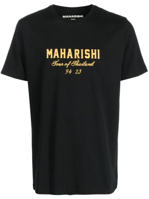 Raštuotas medvilninis marškinėliai Maharishi juoda