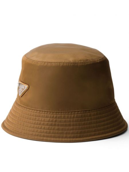 Nylonowy kapelusz Prada brązowy