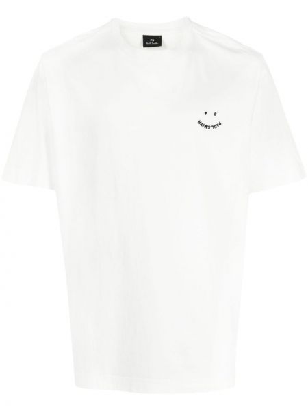 Bavlnené tričko s výšivkou Ps Paul Smith biela