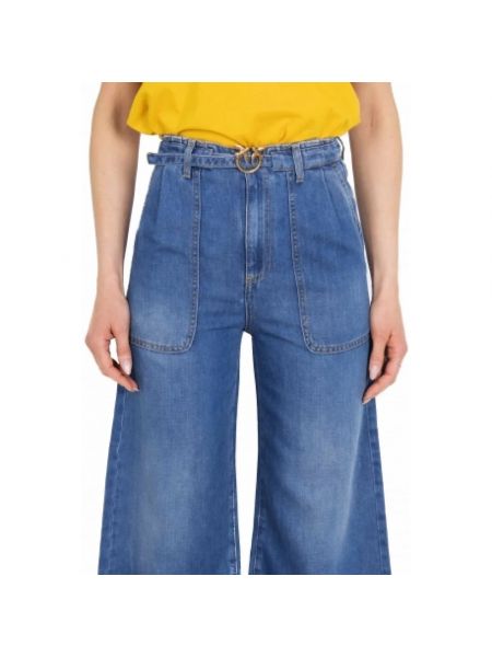 Leinen high waist jeans ausgestellt Pinko blau