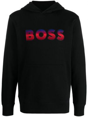 Spalvų gradiento rašto raštuotas džemperis su gobtuvu Boss juoda