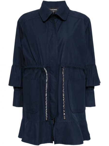 Manteau en coton Chanel Pre-owned bleu