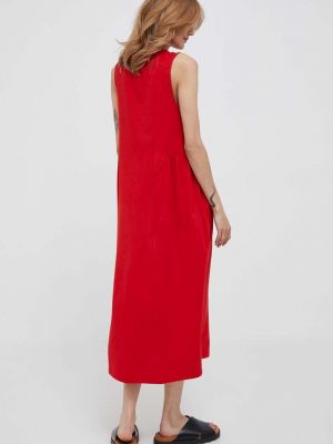 Хлопковое платье миди United Colors Of Benetton красное