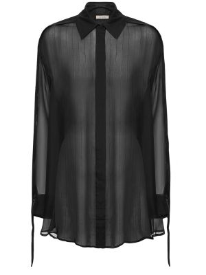 Pruhovaná hedvábná košile St.agni černá