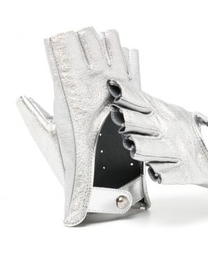 Kožené rukavice Chanel Pre-owned stříbrné