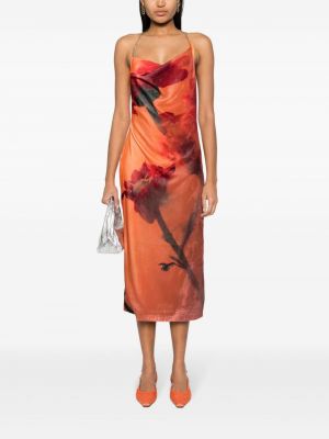 Sukienka koktajlowa bez rękawów z nadrukiem w abstrakcyjne wzory Stine Goya pomarańczowa