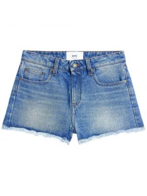 Shorts di jeans con frange Ami Paris blu