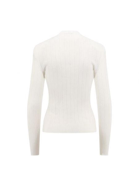 Dzianinowy sweter z długim rękawem z okrągłym dekoltem Balmain biały