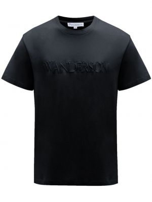 Kokvilnas t-krekls ar izšuvumiem Jw Anderson melns