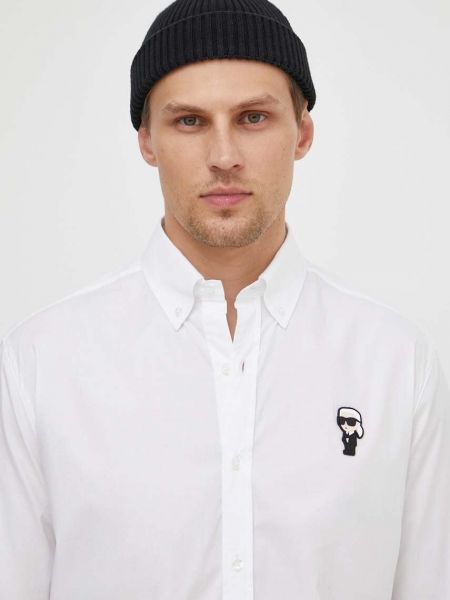 Pernata košulja s gumbima Karl Lagerfeld bijela