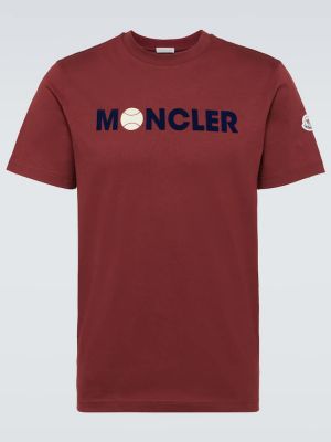 Koszulka bawełniana z dżerseju Moncler brązowa