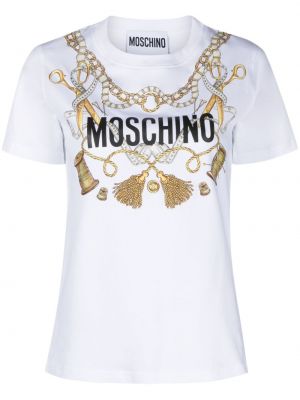 T-shirt aus baumwoll mit print Moschino weiß