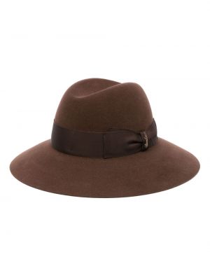 Vlnená čiapka s mašľou Borsalino hnedá