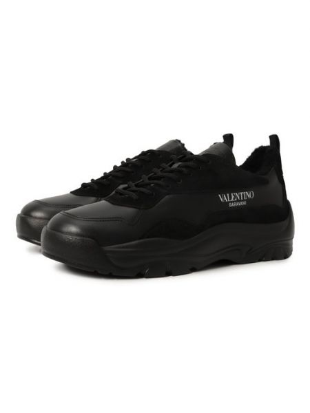 Кожаные кроссовки Valentino черные