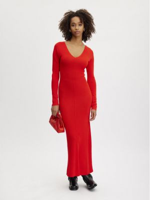 Плетена рокля slim Gestuz червено