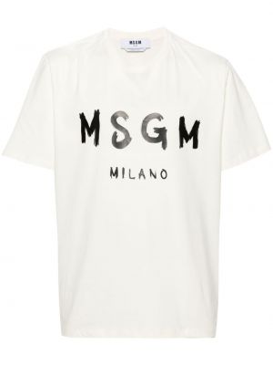 Bombažna majica s potiskom Msgm bela