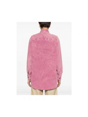 Koszula jeansowa bawełniana Isabel Marant Etoile różowa