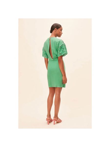 Lniana haftowana sukienka mini Suncoo zielona