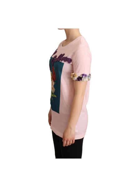 Camiseta de flores de cuello redondo Dolce & Gabbana rosa