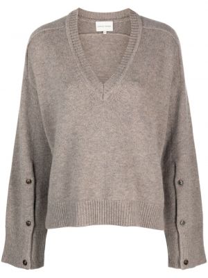 Džemper od kašmira s v-izrezom Loulou Studio smeđa