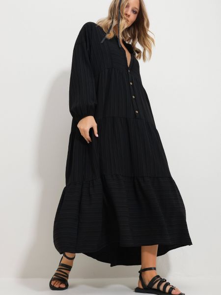 Dlouhé šaty Trend Alaçatı Stili čierna