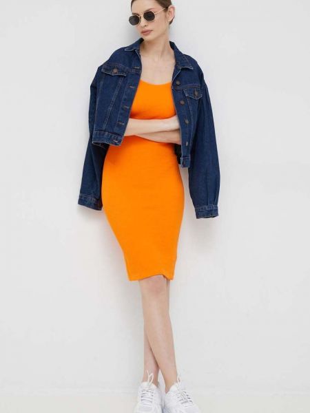 Sukienka mini dopasowana Calvin Klein Jeans pomarańczowa