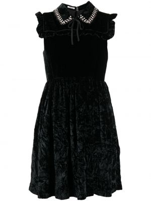 Krištáľové zamatové šaty Miu Miu Pre-owned čierna