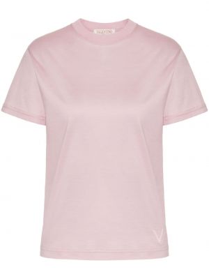 Pamučna majica s vezom od jersey Valentino Garavani ružičasta