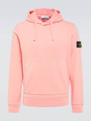 Pamučna hoodie s kapuljačom od flisa Stone Island ružičasta