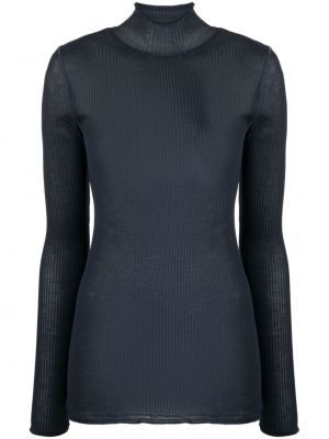 Прозрачен копринен пуловер Lemaire синьо
