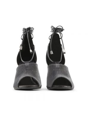 Sandalias con cordones de cuero Made In Italia negro