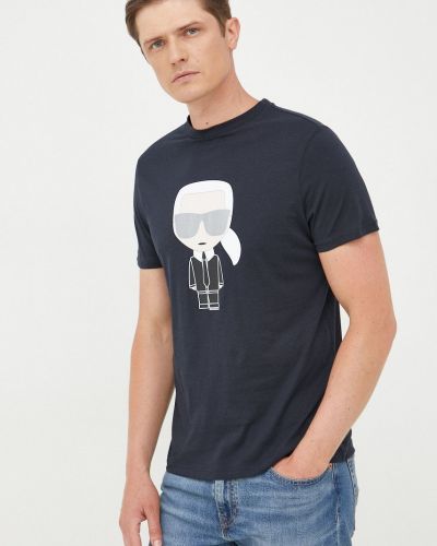 Памучна тениска с дълъг ръкав с принт Karl Lagerfeld