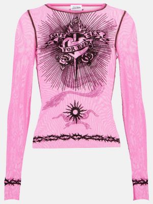 Tüll felső nyomtatás Jean Paul Gaultier rózsaszín