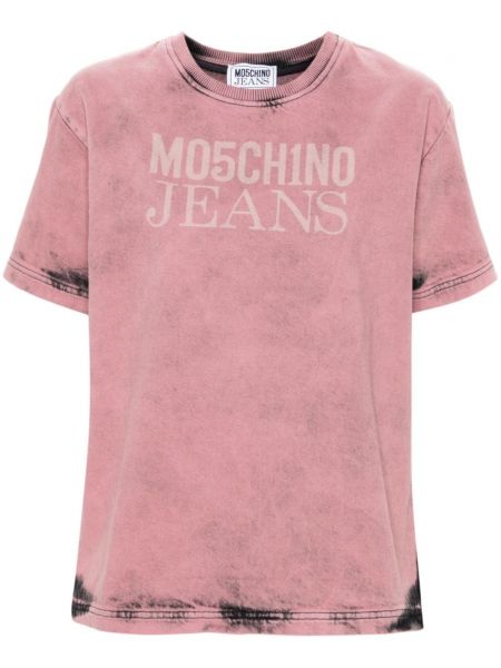 Painettu t-paita Moschino Jeans pinkki